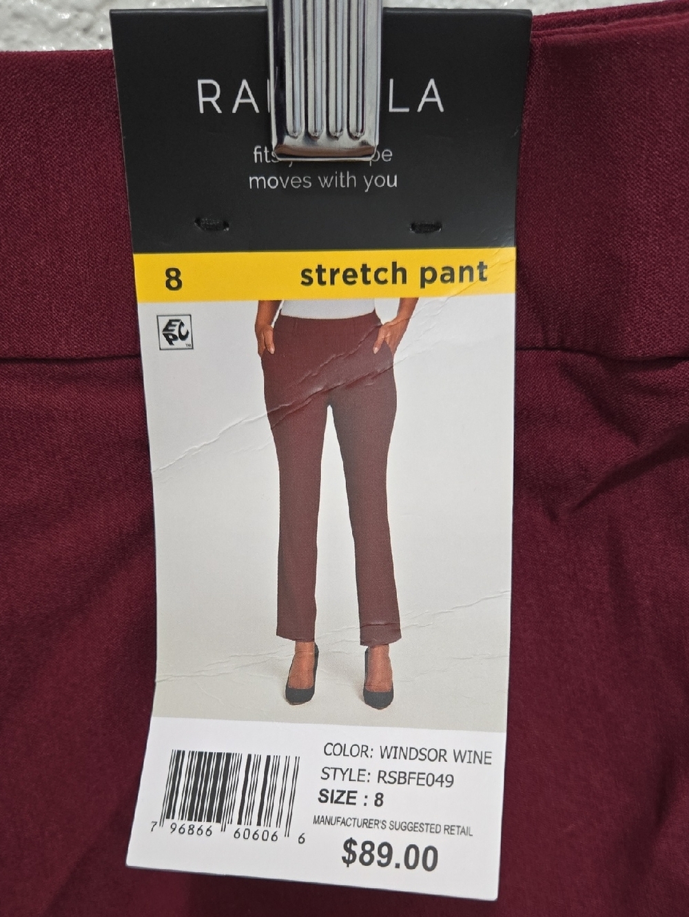 Rafaella Women's Stretch Pants in Windsor Wine